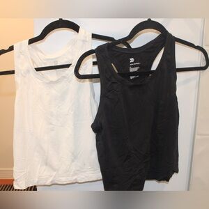 Set of 2 • All in Motion Racerback Cropped Tanks – XS • Black & White